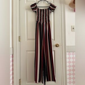 Smocked wide leg jumpsuit